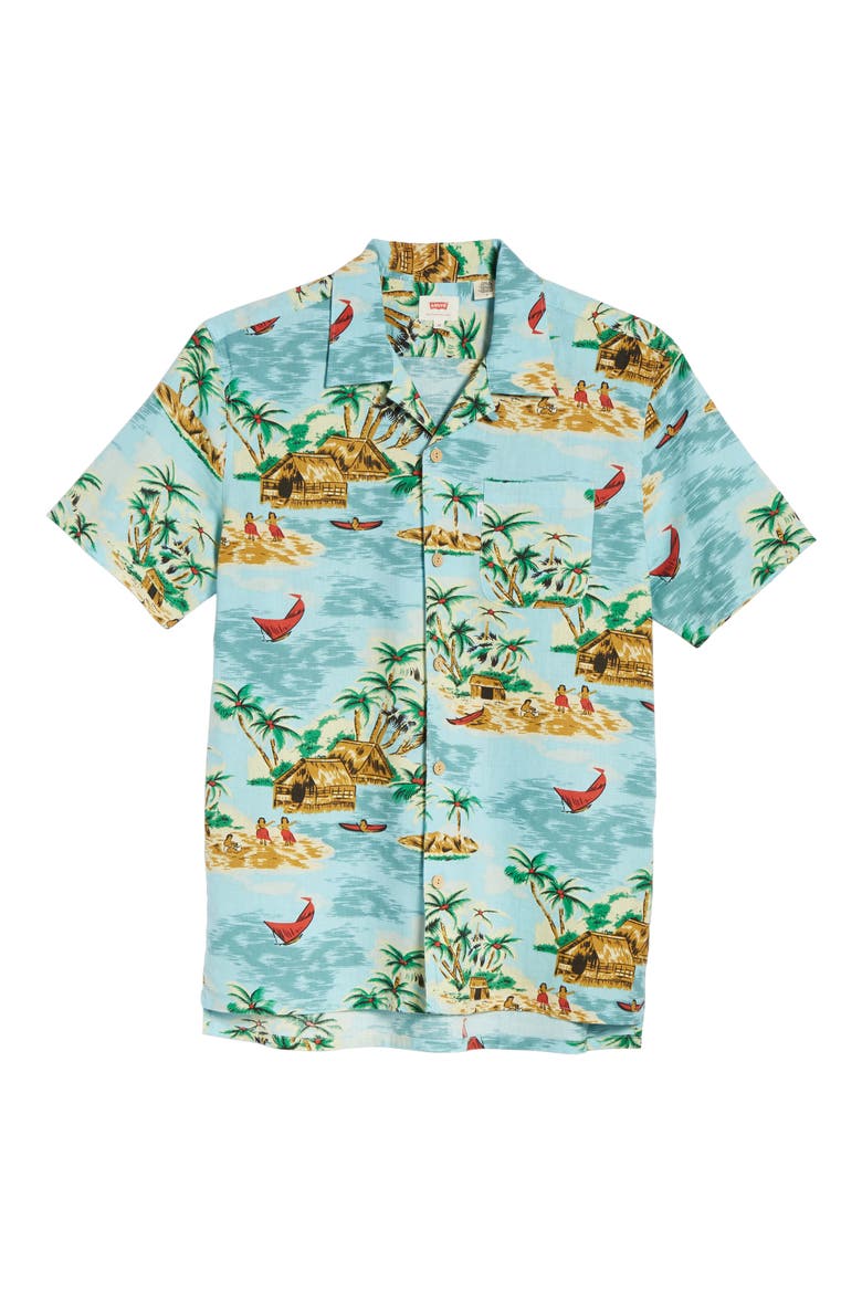 Levi's® Hawaiian Camp Shirt, Alternate, color, PELICAN CAMEO BLUE