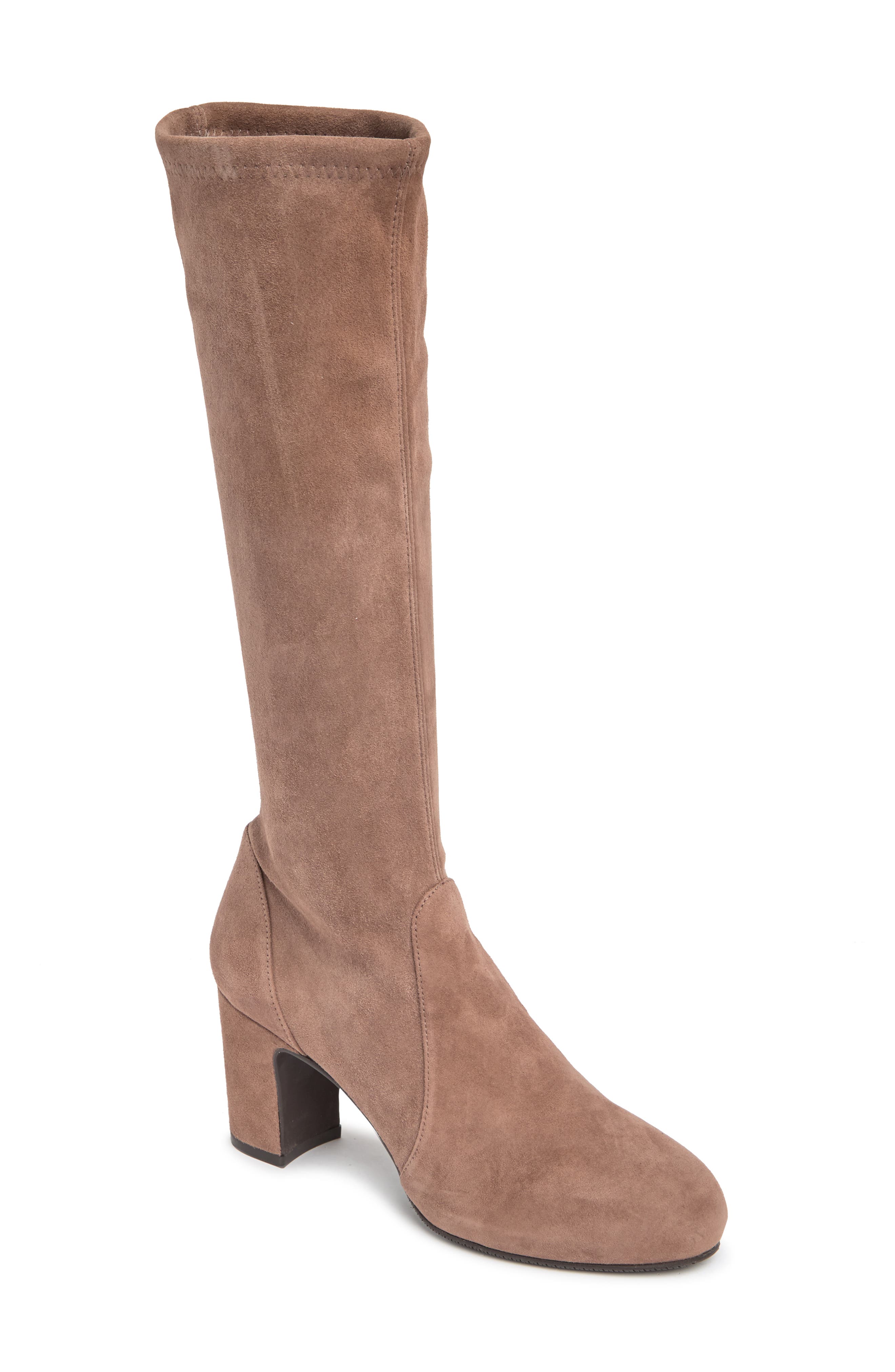 Carolinda Tall Leather Block Heel Boot, Main, color, TAUPE