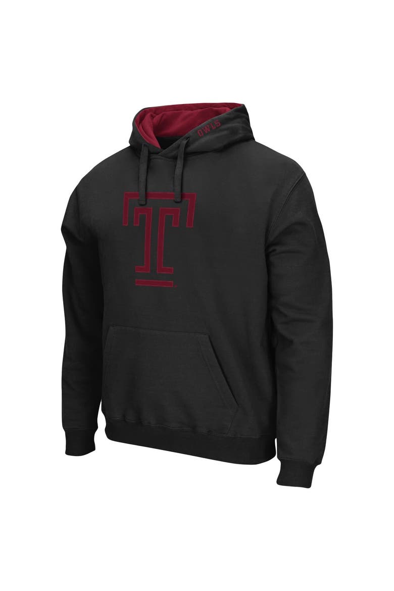 Men's Colosseum Black Temple Owls Arch and Logo Pullover Hoodie, Alternate, color, Black