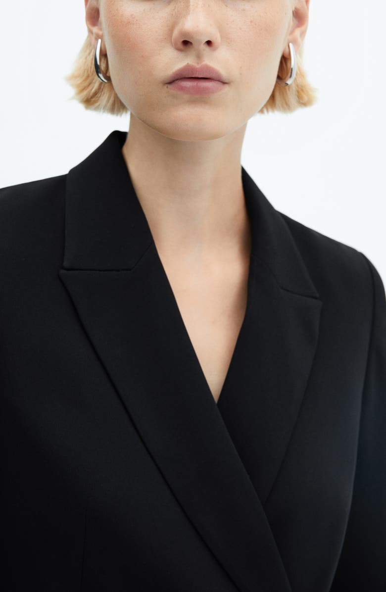 MANGO Pleated Asymmetric Long Sleeve Blazer Dress, Alternate, color, 