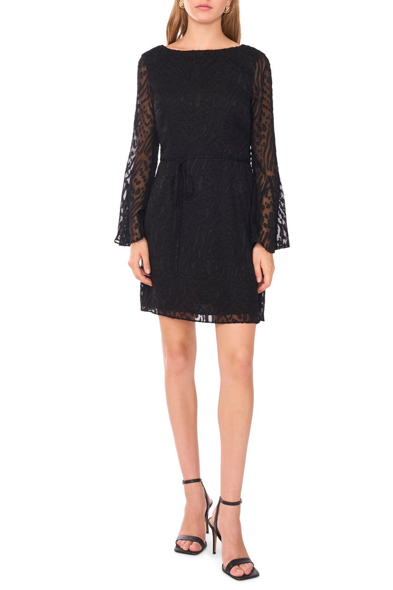 Long Sleeve Cowl Back Minidress, Main, color, RICH BLACK
