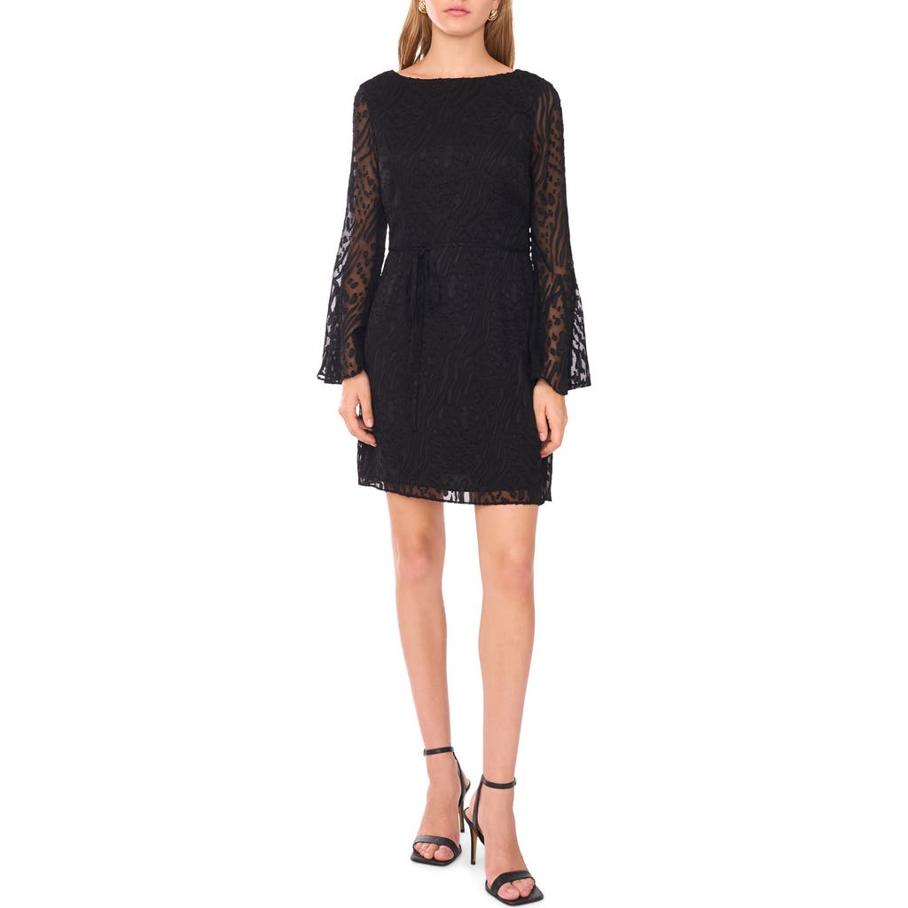 1.state Long Sleeve Cowl Back Minidress In Rich Black