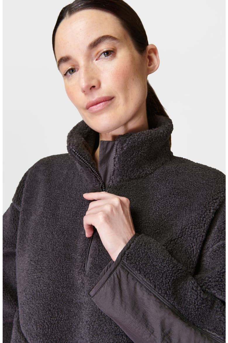 Oversize Fleece Half Zip Top, Alternate, color, URBAN GREY
