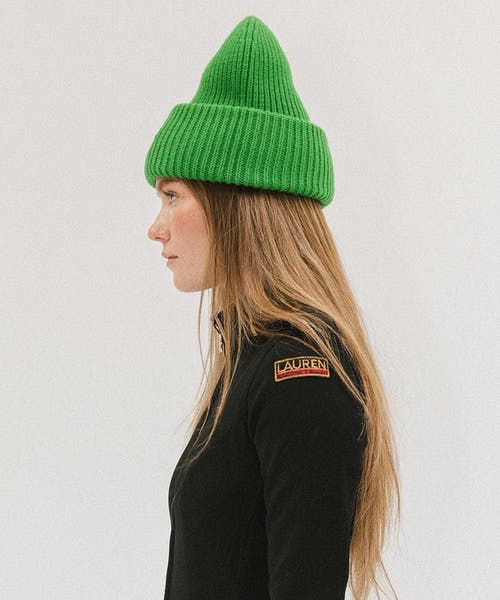 Gigi Pip Gigi Merino Wool Chunky Ribbed Beanie In Evergreen