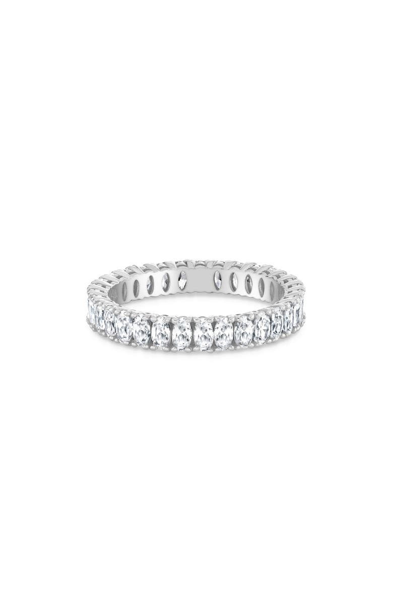 Crislu Oval Cubic Zirconia Eternity Band Ring, Alternate, color, Pure Platinum / Clear Stone