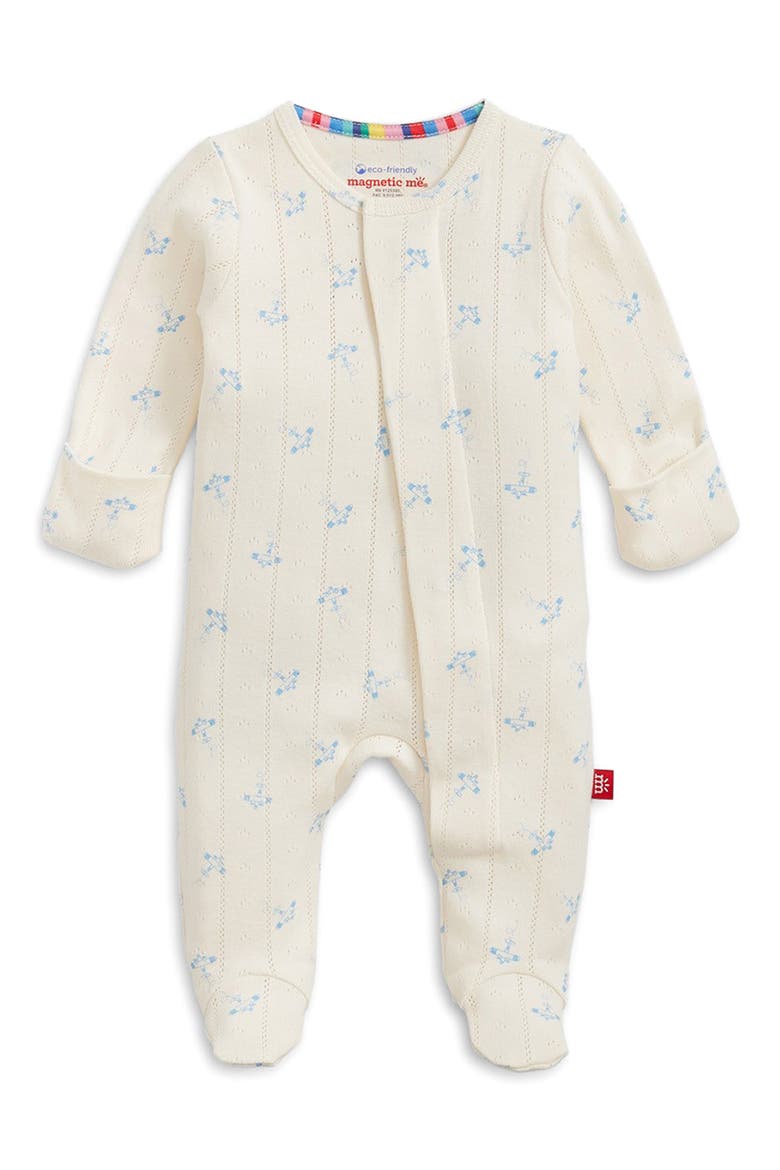 Airplanes Organic Cotton Pointelle Footie, Main, color, OFF WHITE