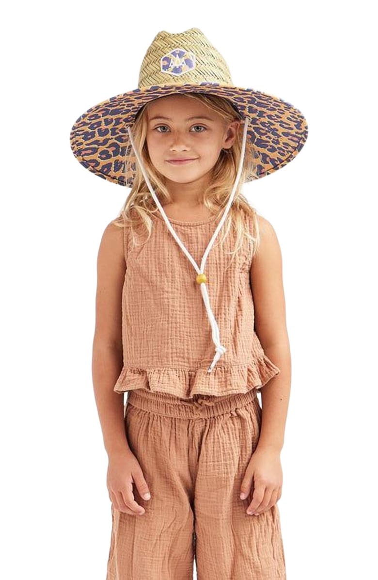 Hemlock Cub Big Kids Straw Lifeguard Hat, Alternate, color, Cheetah Print