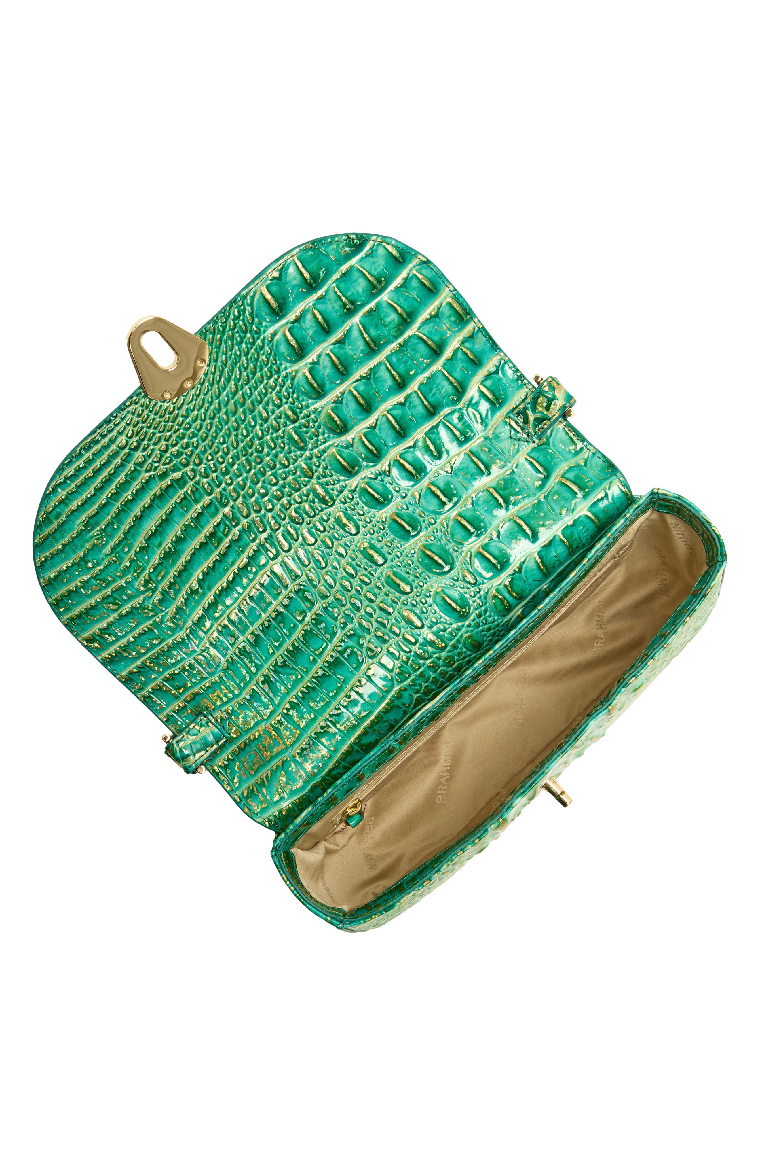 Portia Croc Embossed Leather Crossbody Bag, Alternate, color, JUNGLE JEWEL