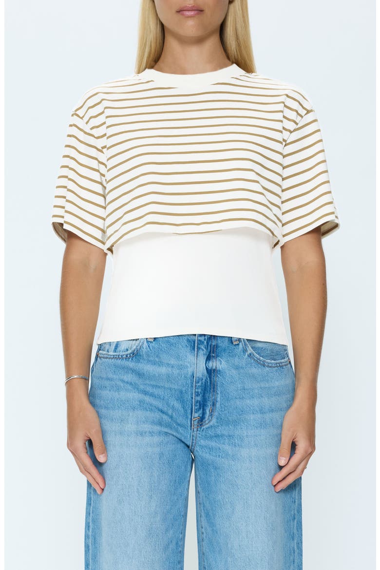 Camryn Stripe Layered Cotton Top, Main, color, TANNIN ECRU STRIPE