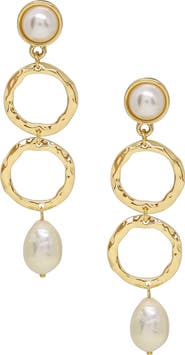 Ettika Textured Pearl Drop Earrings