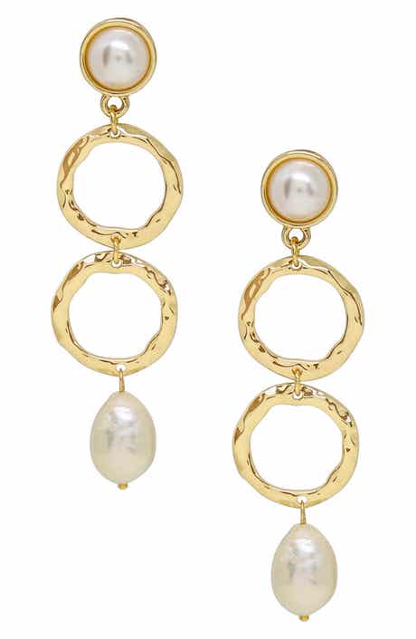 Textured Pearl Drop Earrings