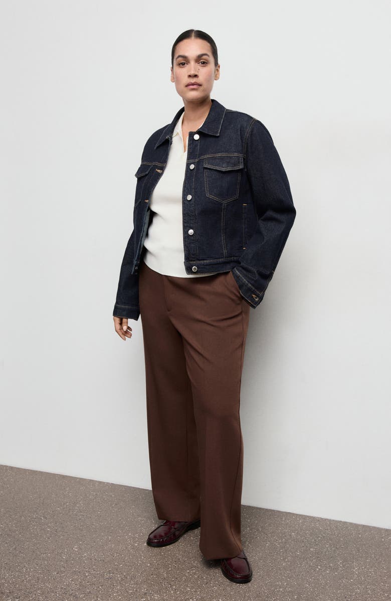 MANGO High Waist Straight Leg Pants, Alternate, color, Chocolate