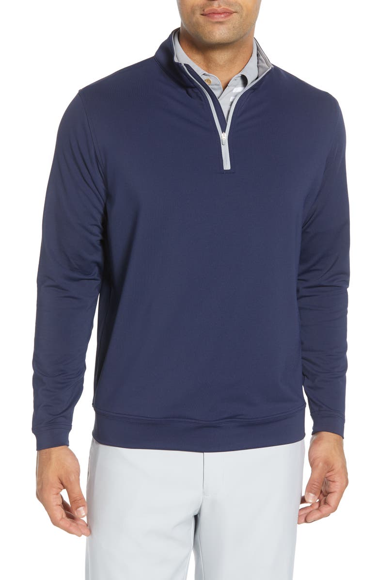 Peter Millar Perth Performance Quarter Zip Sweatshirt, Main, color, Navy