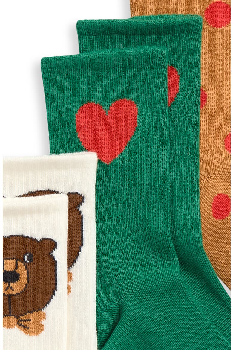 Kids' Assorted 3-Pack Stretch Cotton Blend Crew Socks, Alternate, color, GREEN MULTI