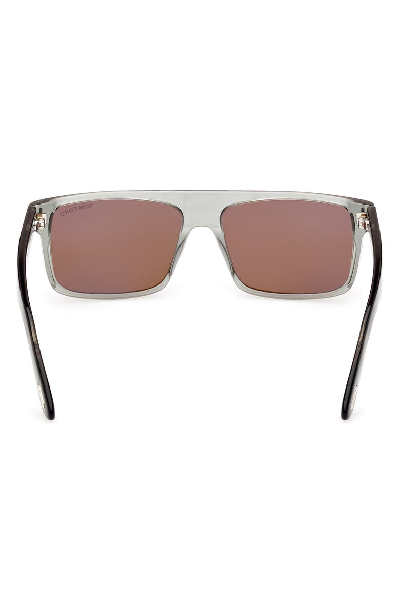 TOM FORD 58mm Philippe Polarized Rectangular Sunglasses, Alternate, color, Grey / Brown