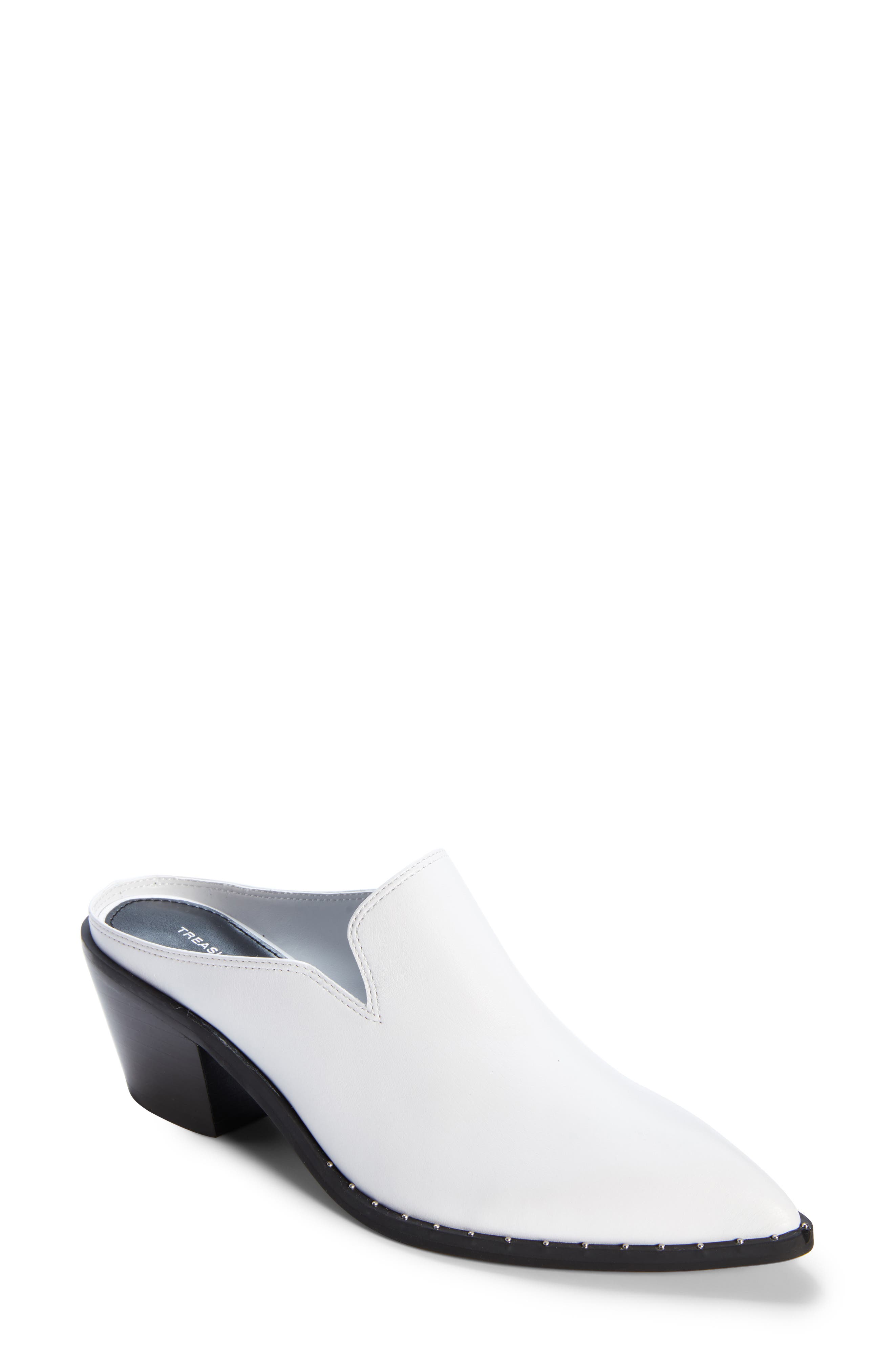 Hayden Studded Mule, Main, color, WHITE LEATHER