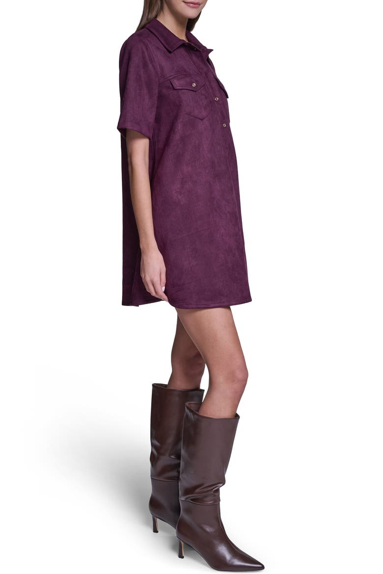 Faux Suede Shift Minidress, Alternate, color, WINE
