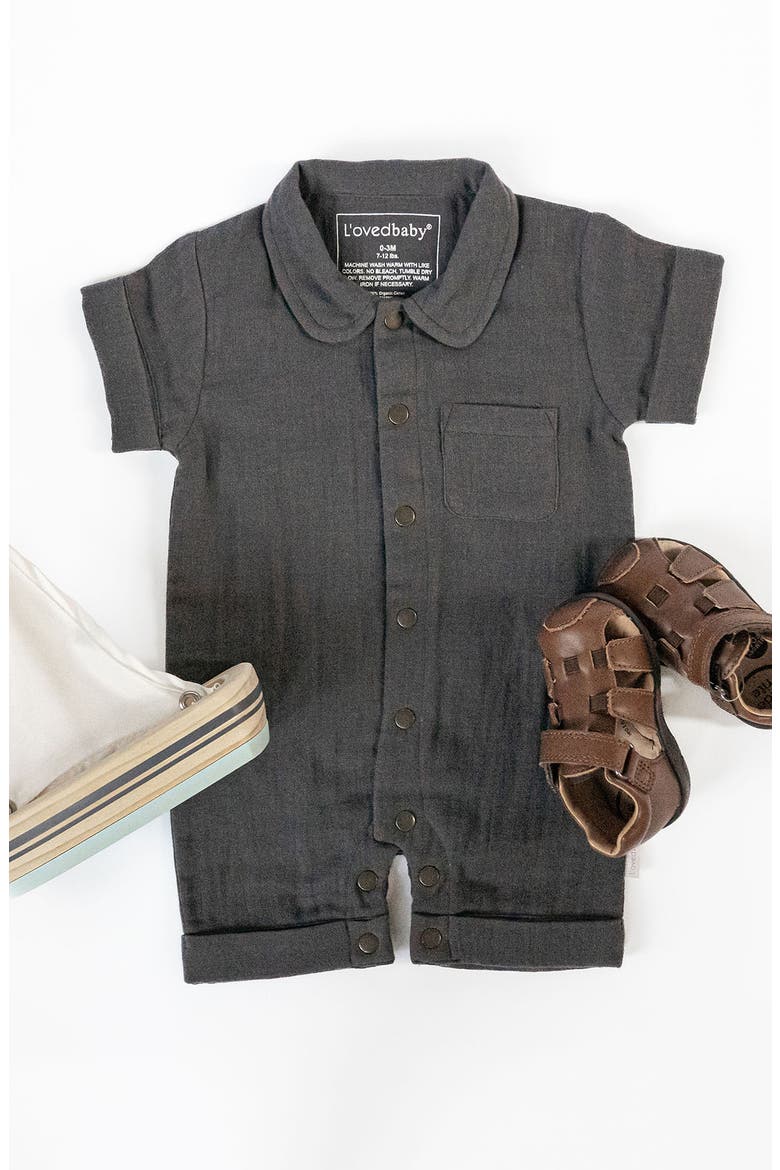 Organic Cotton Romper, Alternate, color, CHIA SEED