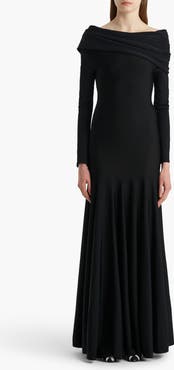 Khaite Genesis Off The Shoulder Long Sleeve Gown