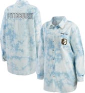 WEAR by Erin Andrews Women's WEAR by Erin Andrews White Pittsburgh Penguins Oversized Tie-Dye Button-Up Denim Shirt