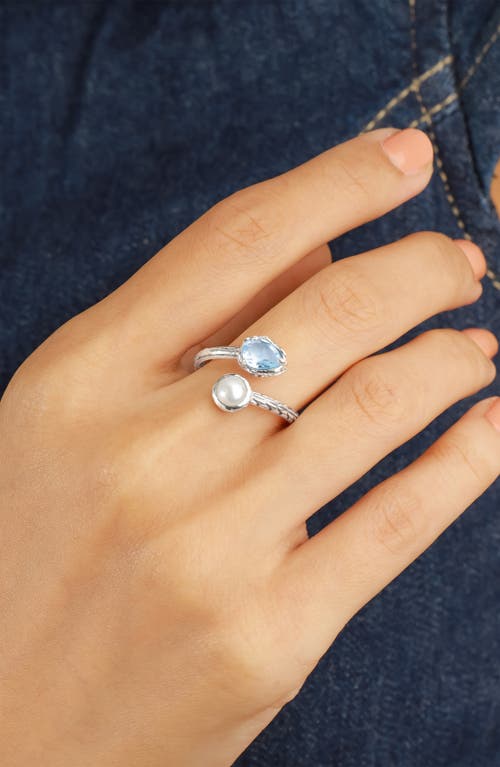 Ys Gems Blue Topaz Bypass Ring In Blue