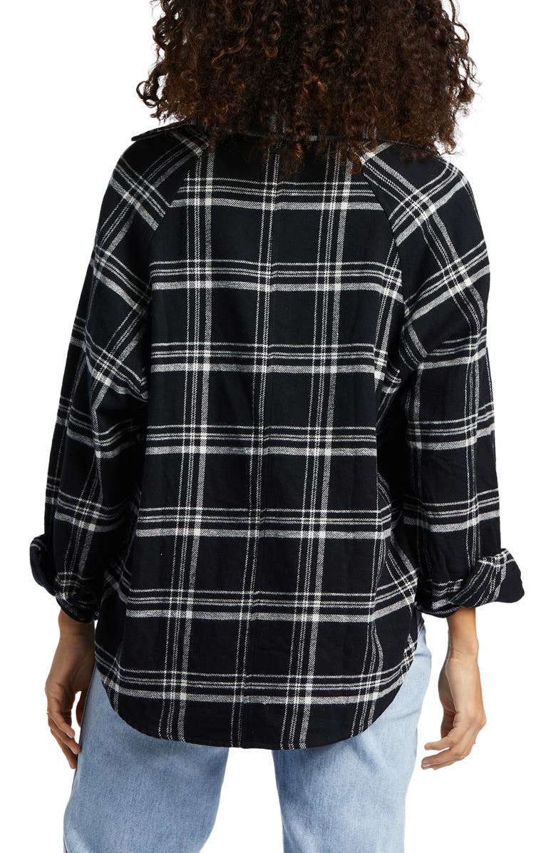Billabong Best Time Oversize Plaid Cotton Flannel Shirt, Alternate, color, 