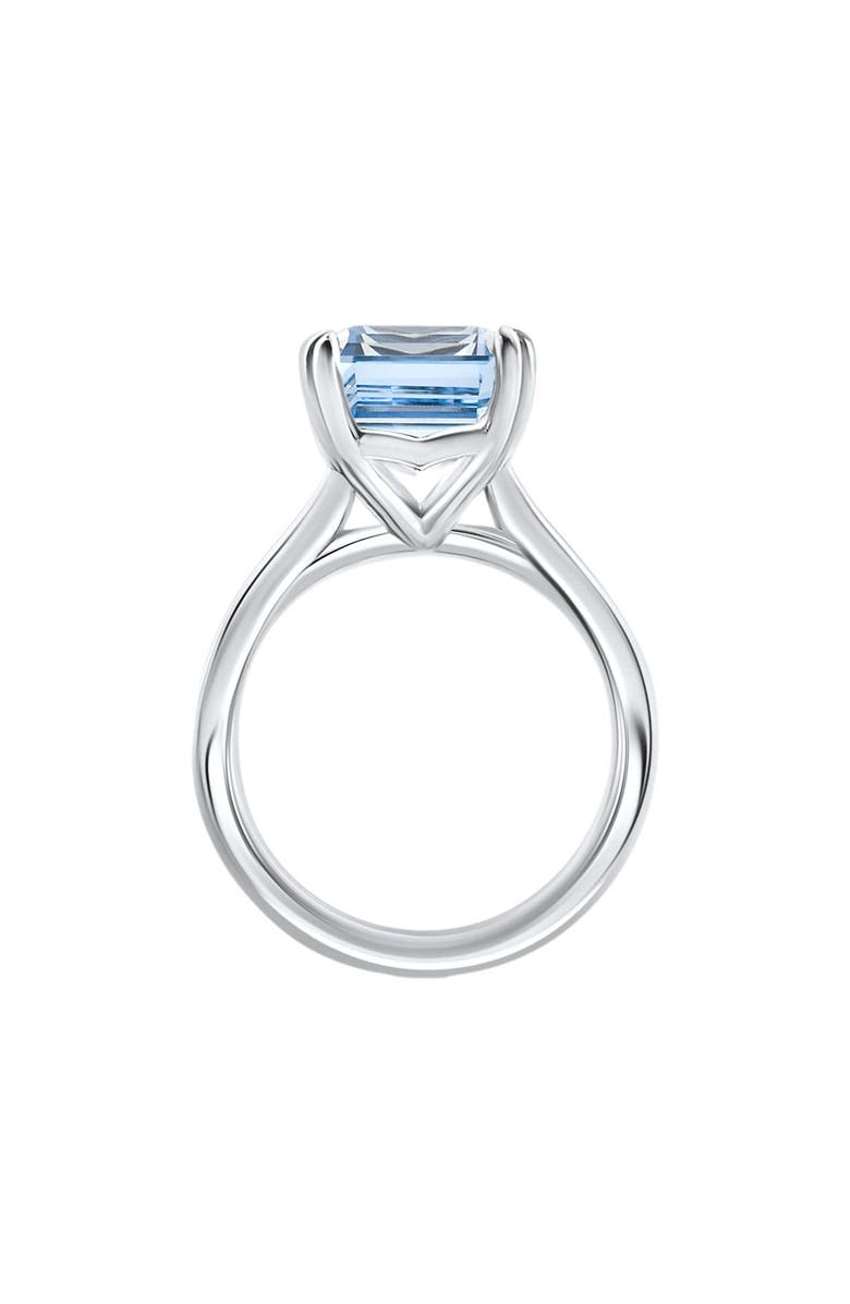 Bliss Diamond Emerald Cut Aquamarine Solitaire Sandi Ring Platinum 12MM Lab Grown, Alternate, color, 
