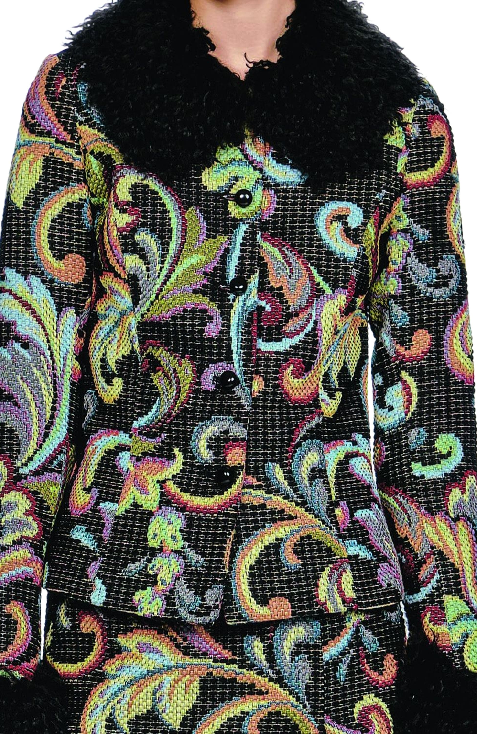 Tapestry Faux Fur Jacket - image 2