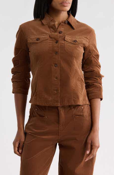Ruched Sleeve Corduroy Jacket