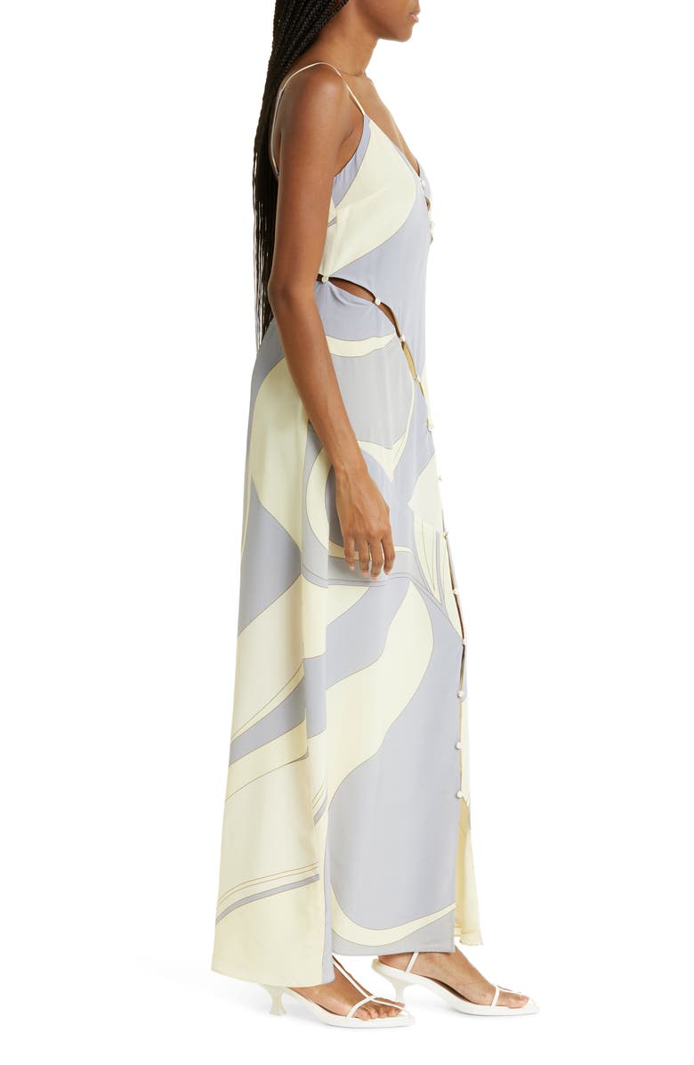 SIR Adrianna Keyhole Cutout Silk Maxi Slipdress, Alternate, color, Cesco Print