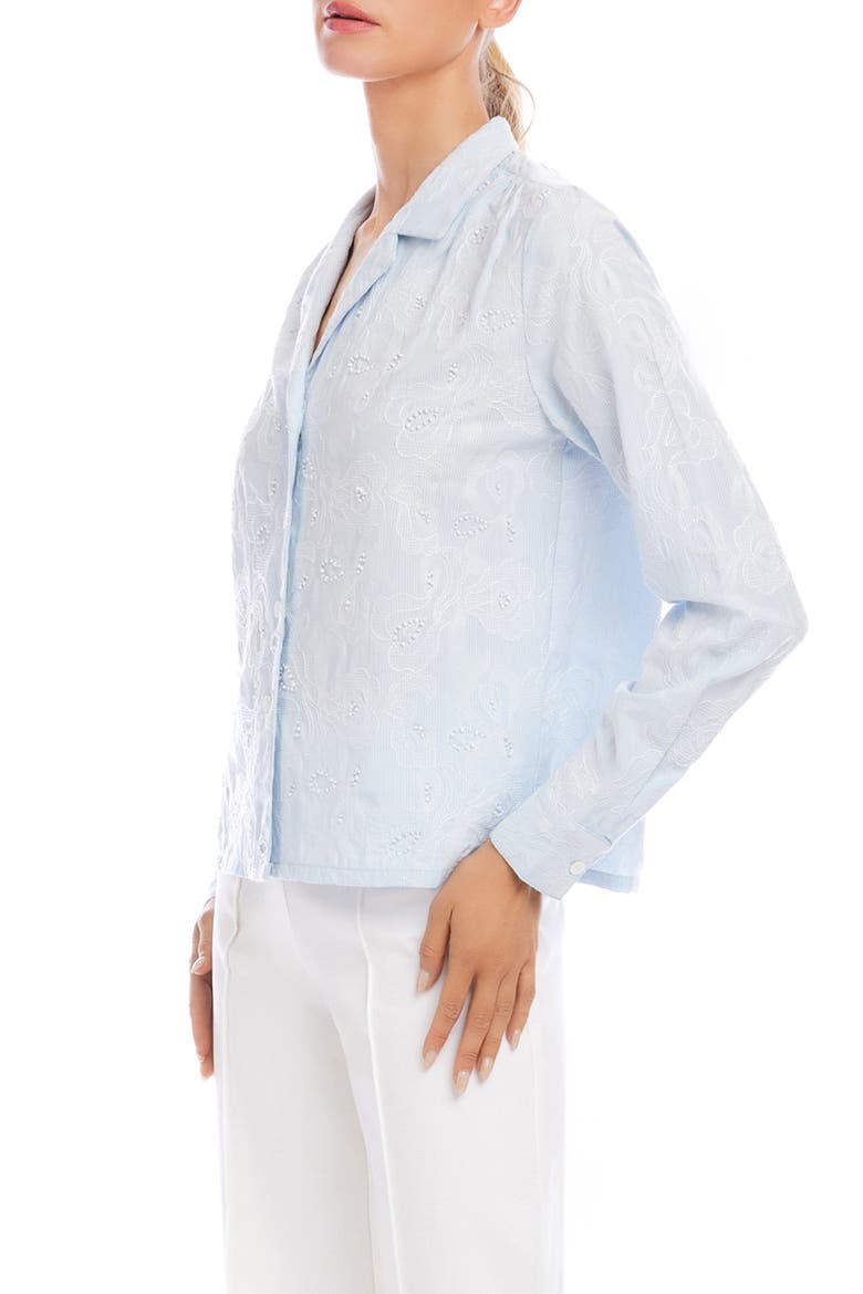 Embellished Button-Up Shirt, Alternate, color, LIGHT BLUE