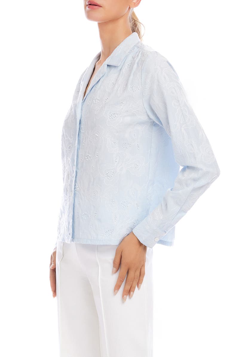 Karen Kane Embellished Button-Up Shirt, Alternate, color, Light Blue