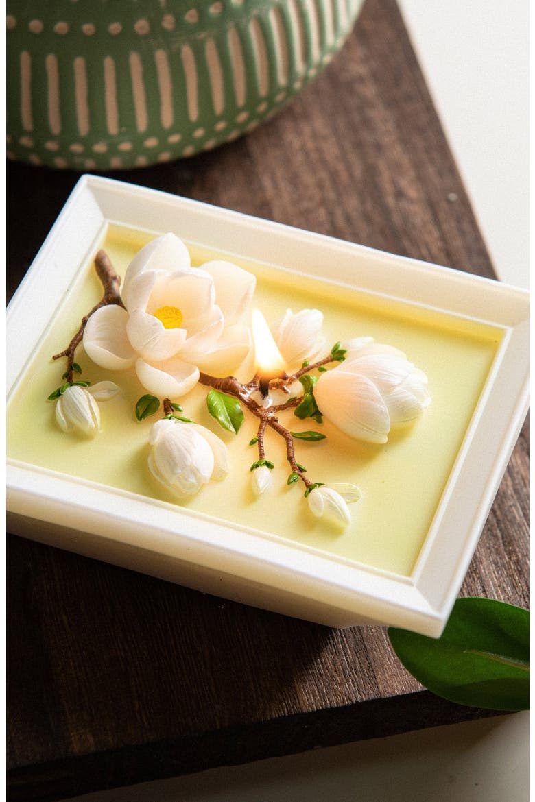 Framed Magnolia Bloom Candle, Alternate, color, Magnolia Bloom