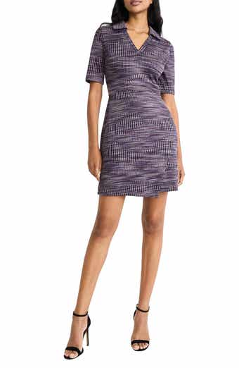 DONNA MORGAN FOR MAGGY Collared Short Sleeve Faux Wrap Dress
