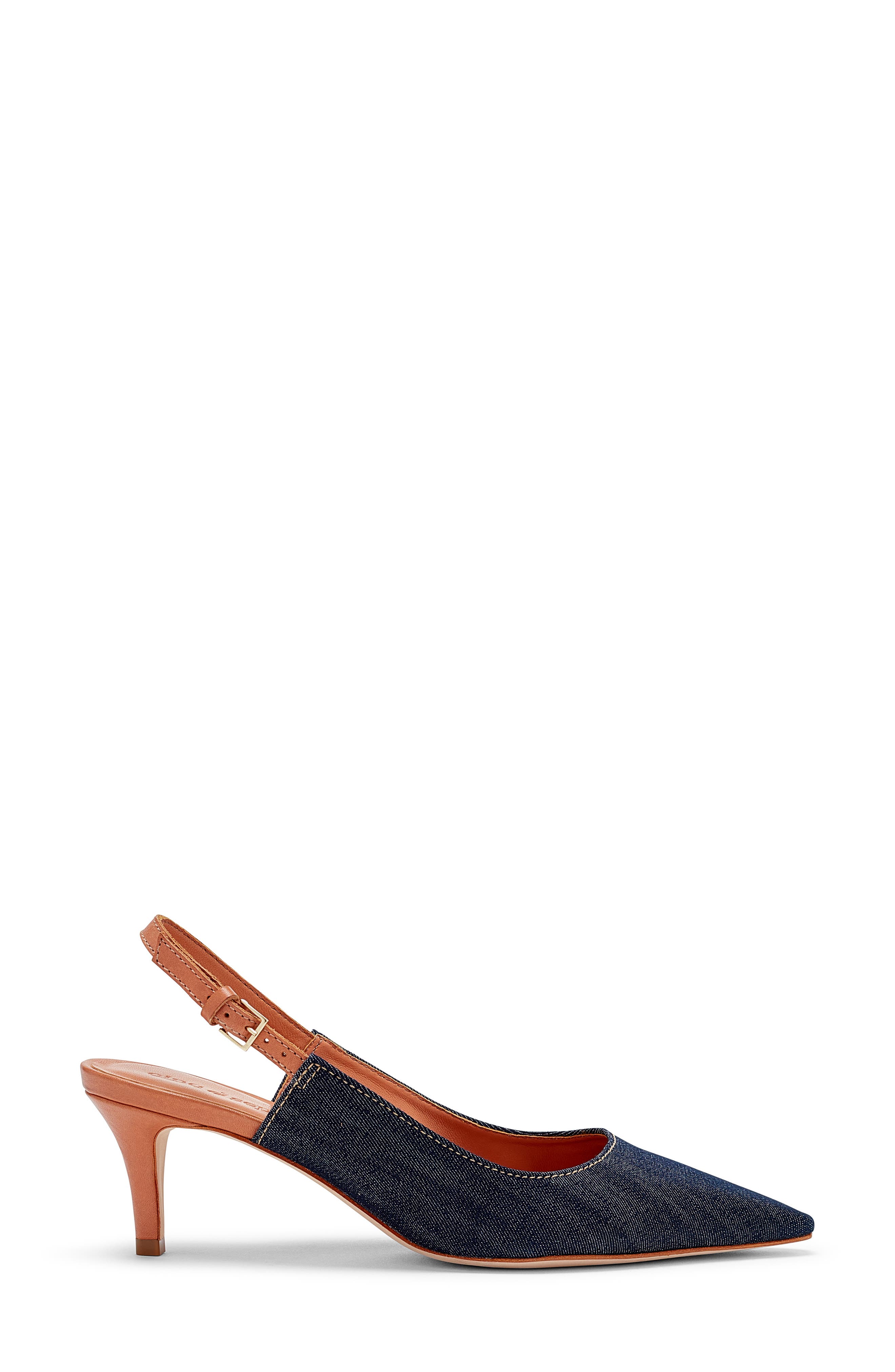 Sylvie Pointed Toe Slingback Pump, Alternate, color, INDIGO/ SADDLE