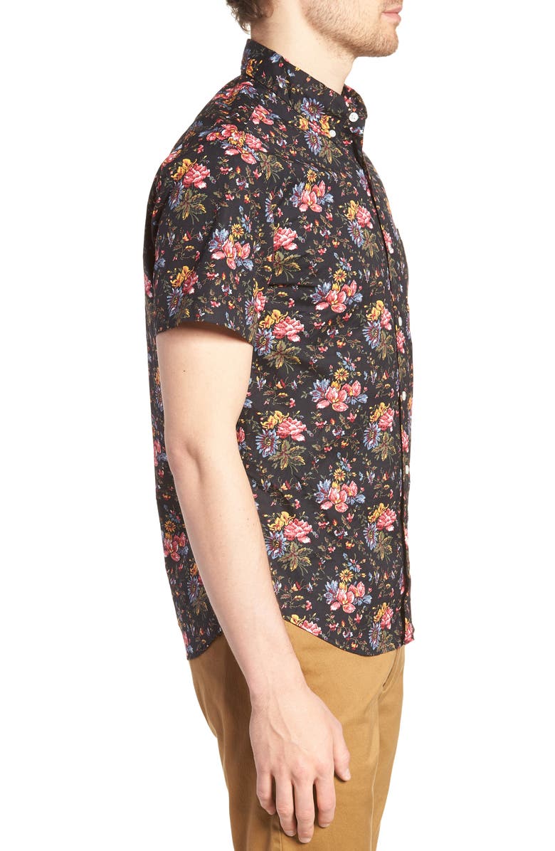 J.Crew Regular Fit Stretch Secret Wash Floral Print Sport Shirt, Alternate, color, 