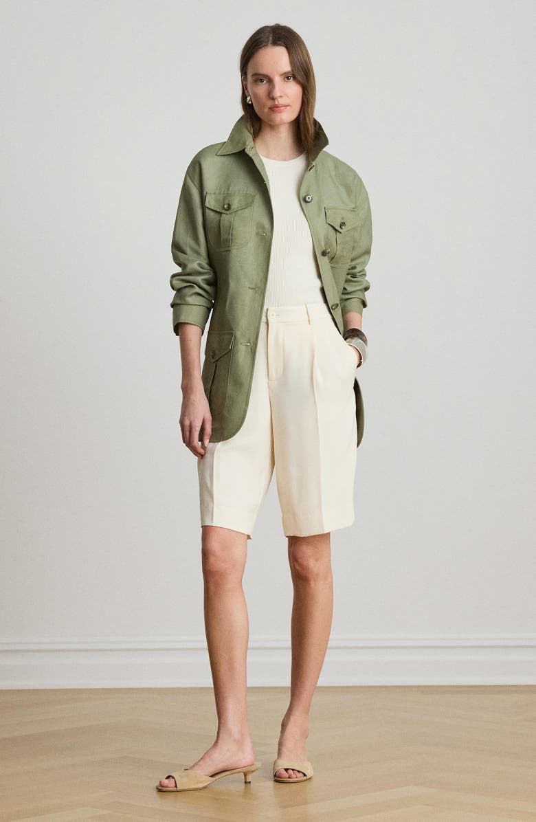 Lauren Ralph Lauren Linen Blend Field Jacket, Alternate, color, Light Agave Green