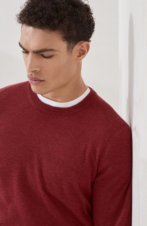 Brunello Cucinelli Cashmere And Silk Crew-neck Sweater In Red