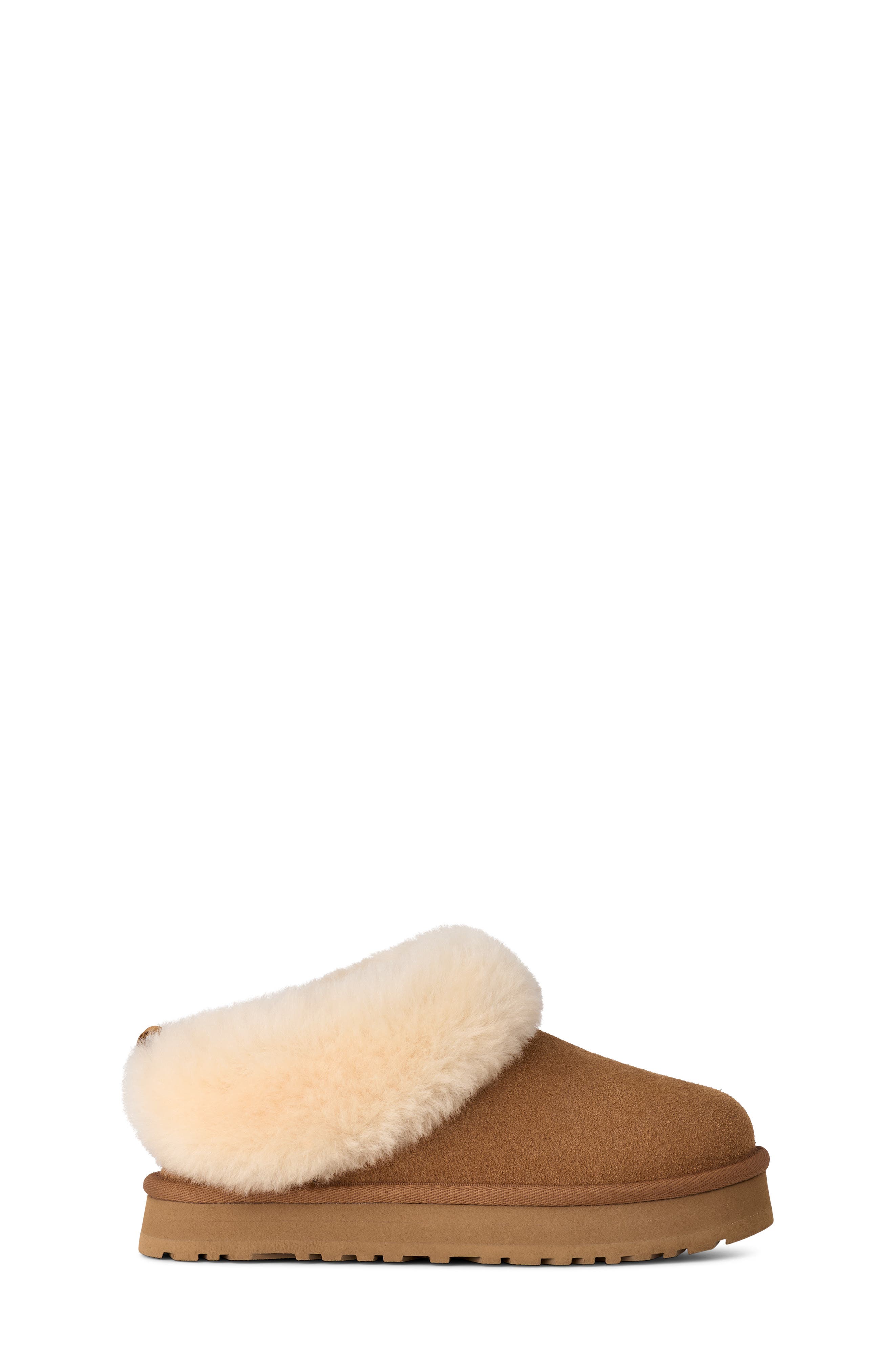 Kids' Tazzelle Genuine Shearling Collar Slipper, Alternate, color, CHESTNUT