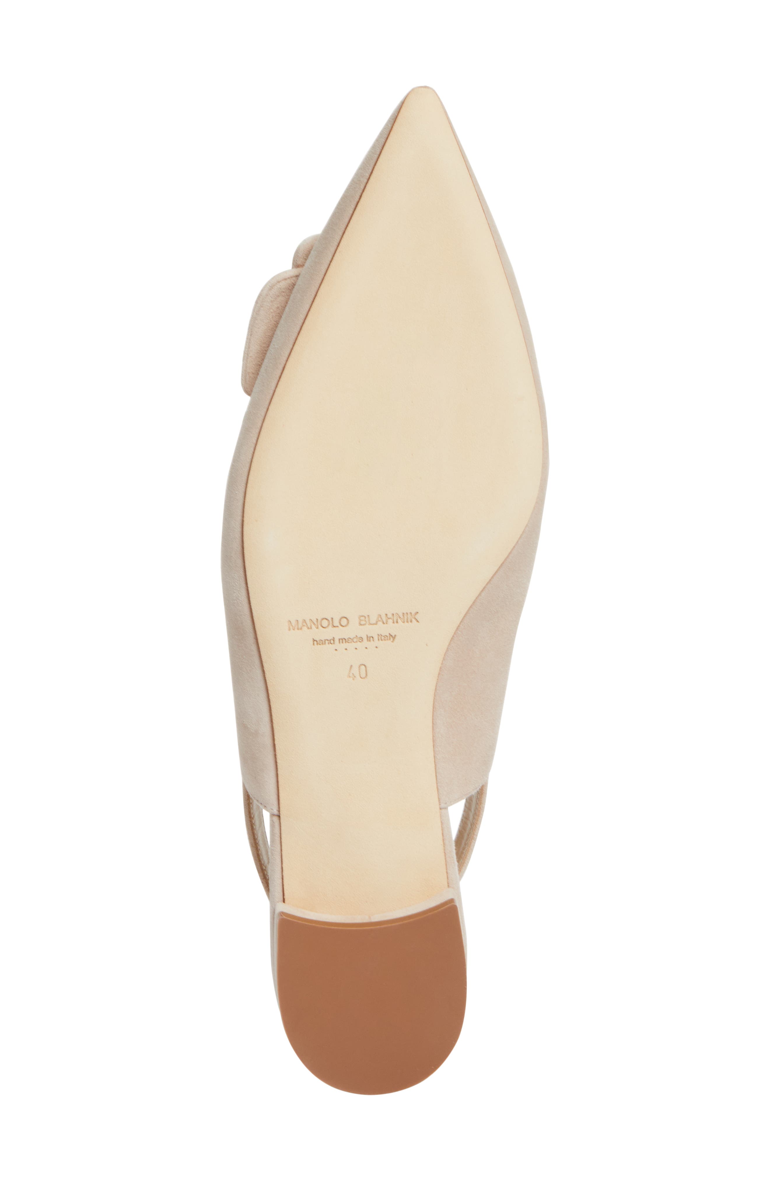 Manolo Blahnik Maylura Buckle Pointed Toe Slingback Flat, Alternate, color, Light Beige