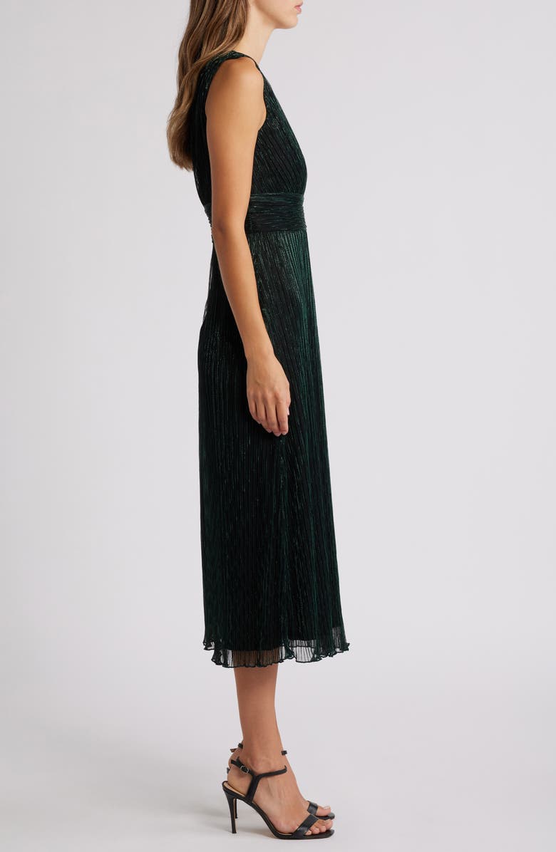 Connected Apparel Metallic Plissé Cocktail Dress, Alternate, color, 