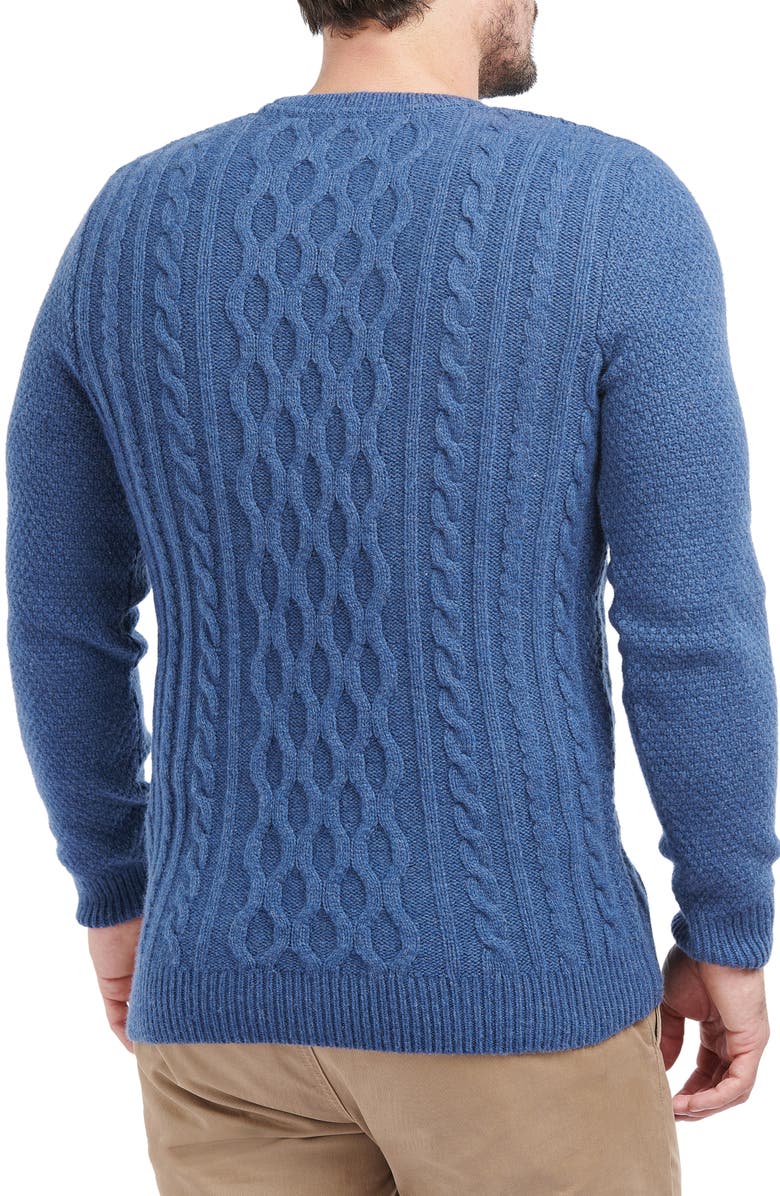 Barbour Essential Chunky Cable Crewneck Wool Blend Sweater, Alternate, color, Denim Marl