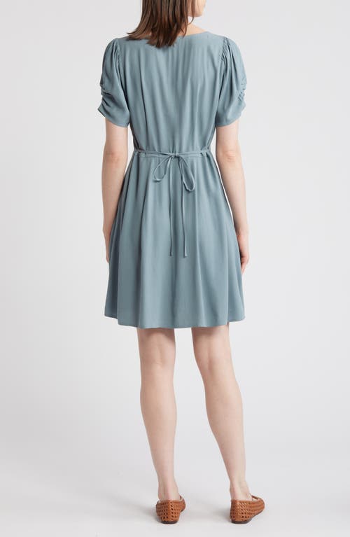 Madewell V-neck Button-front Minidress In Faded River