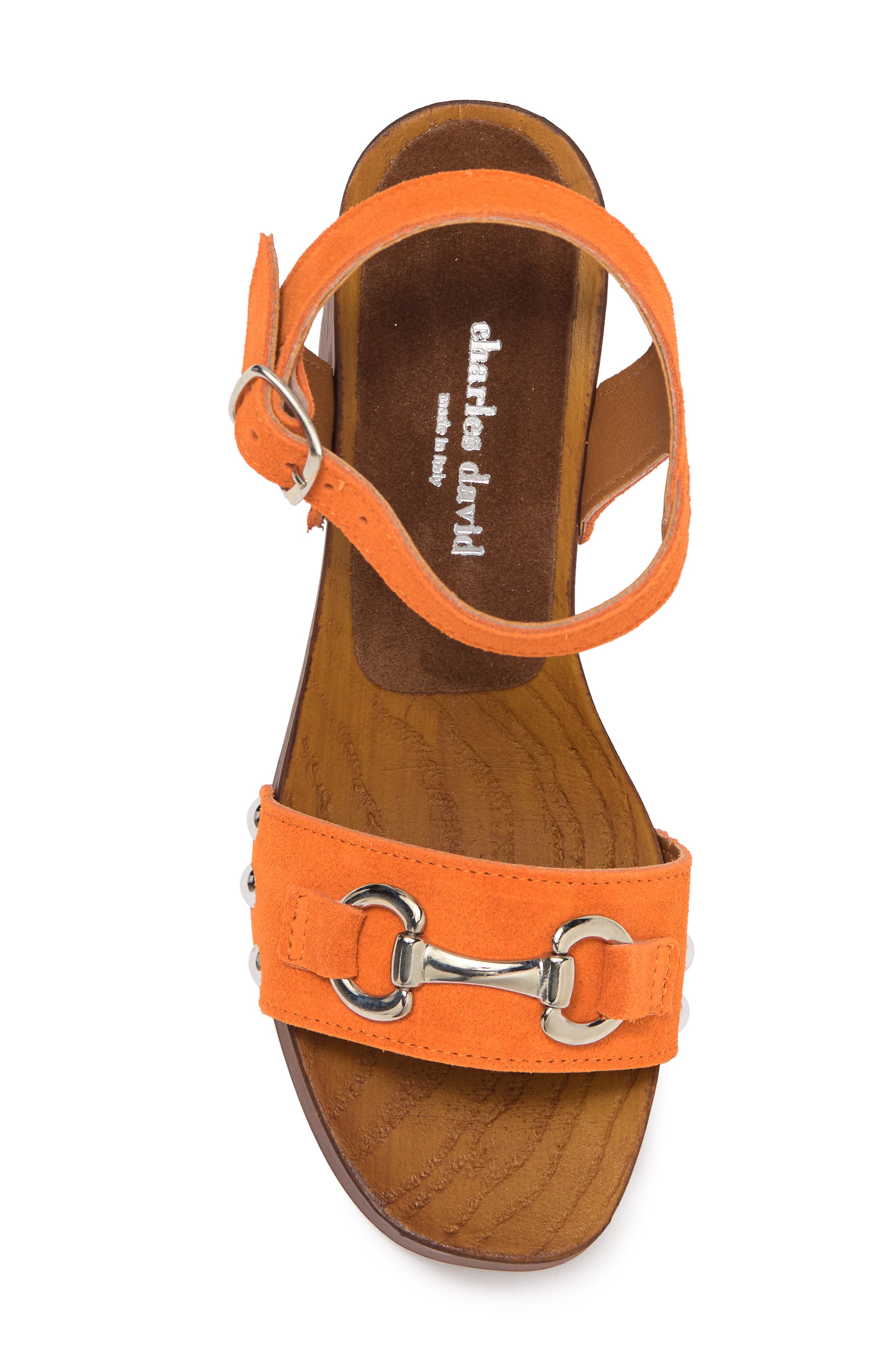 Exposed Leather Block Heel Sandal, Alternate, color, ORANGE SUEDE