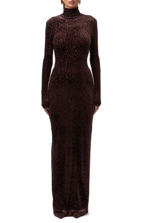 Burnout Long Sleeve Maxi Dress