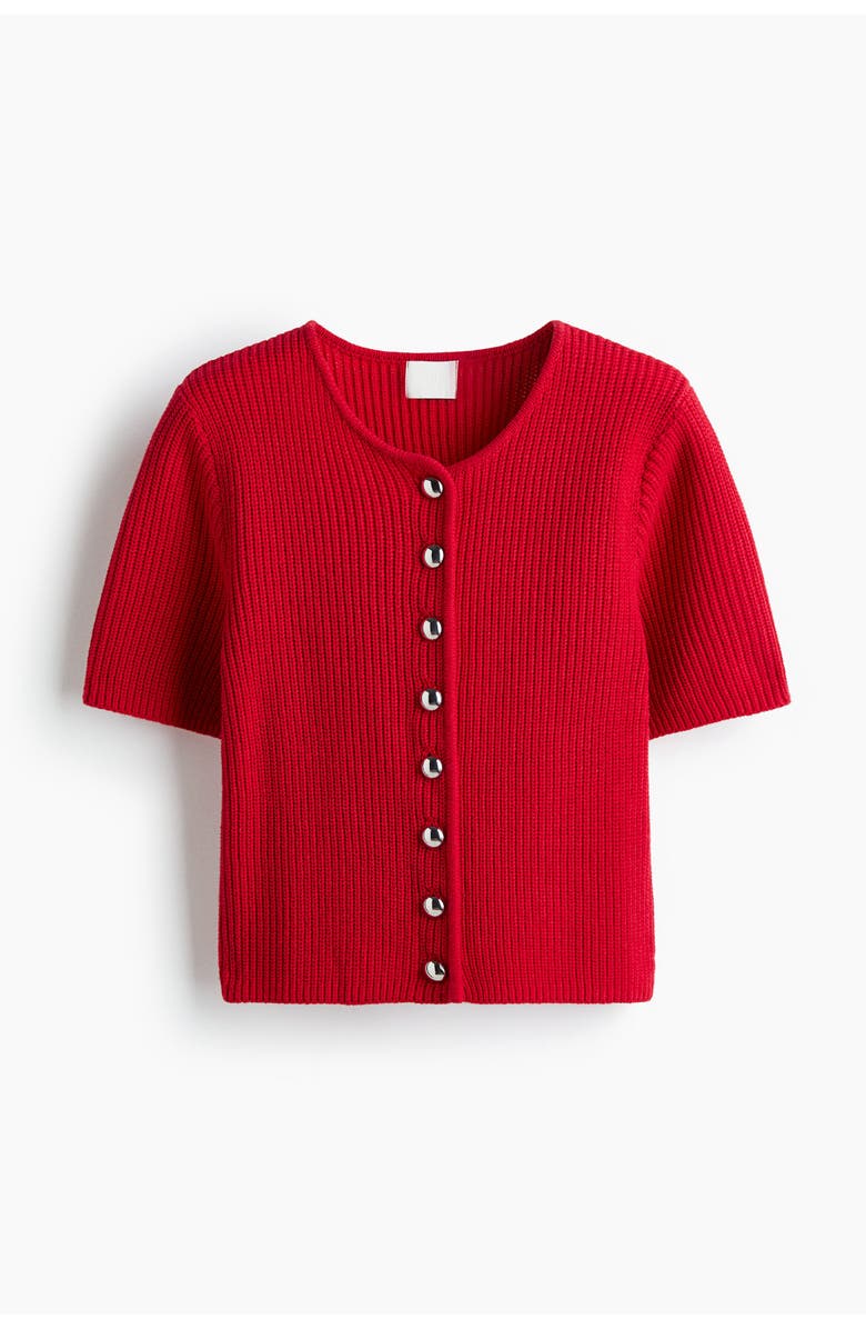 H&M Rib-knit Cardigan, Alternate, color, Red