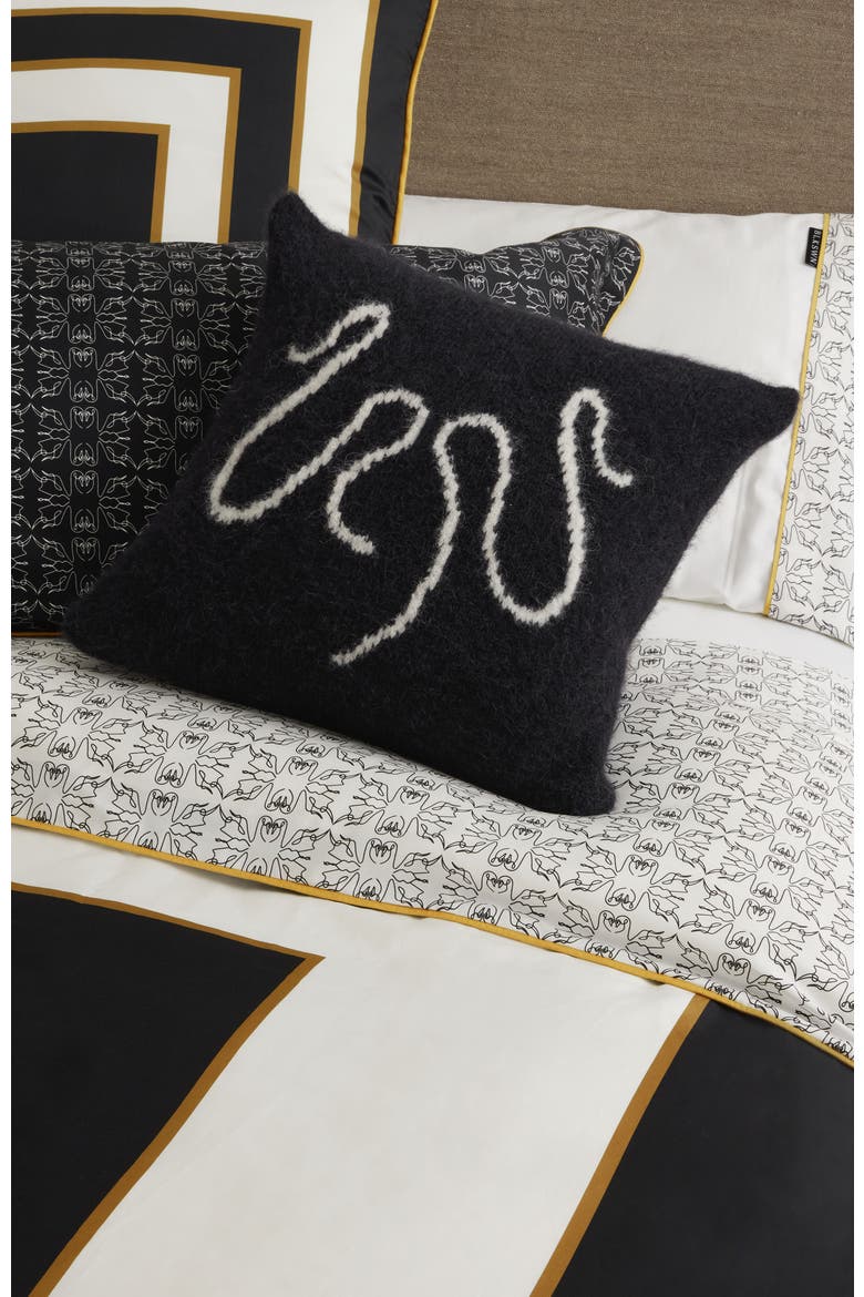 Swn Logo Alpaca Decorative Cushion, Alternate, color, Black