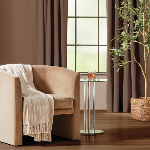 Idesign 16" Milan Glass Steel Drink Table In Silver