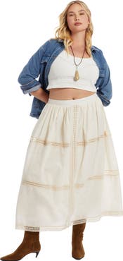 June + Vie Lace Insert Midi Skirt