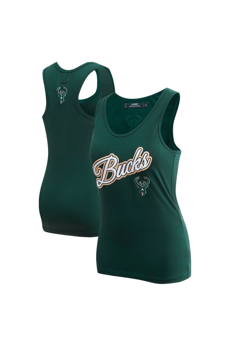 Women's Pro Standard  Hunter Green Milwaukee Bucks Script Tank Top, Main, color, Hunter Green